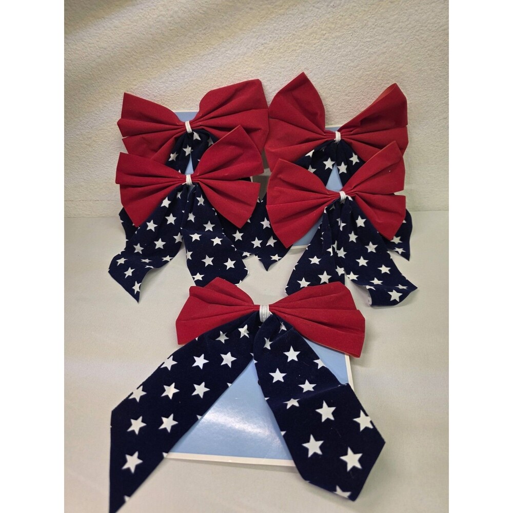 5 Patriotic Bows 6 Inch Red White Blue 4th of July Decor New American